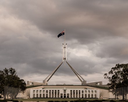 Australian flag behind a blocked VPN connection icon