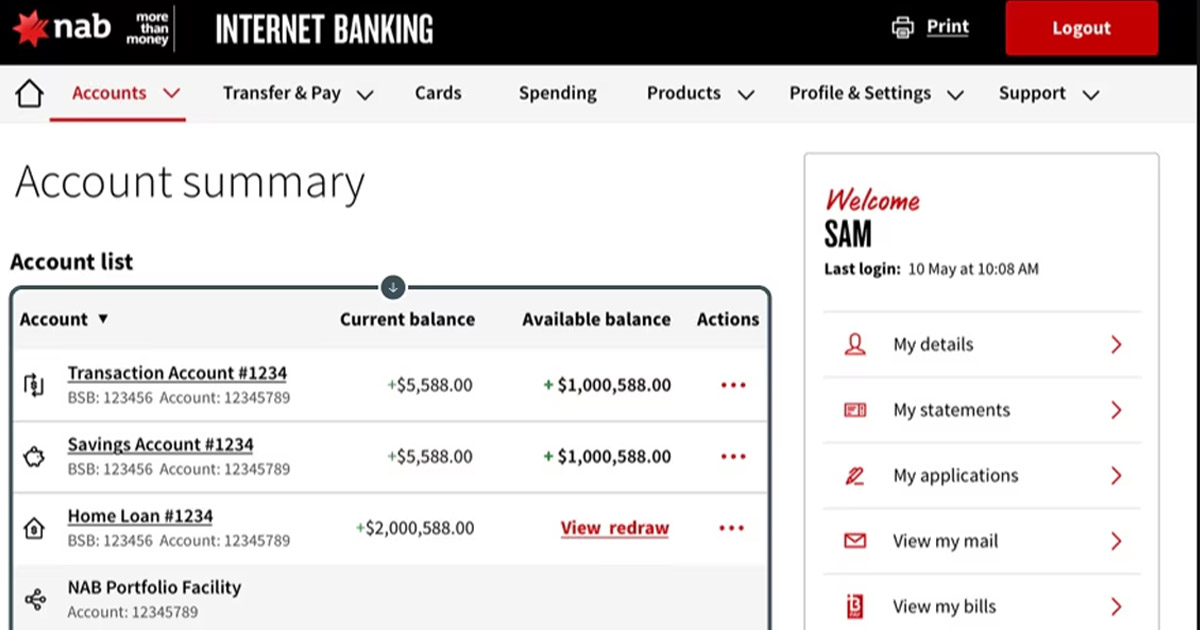 Spoofed bank site on a laptop