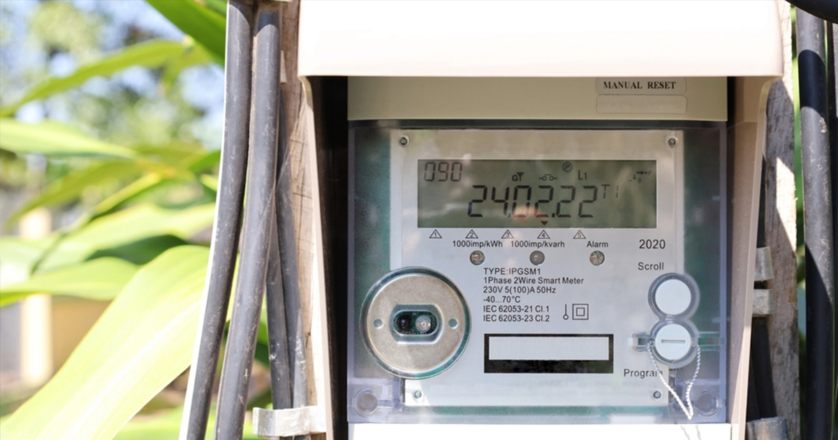 Smart meter on house wall